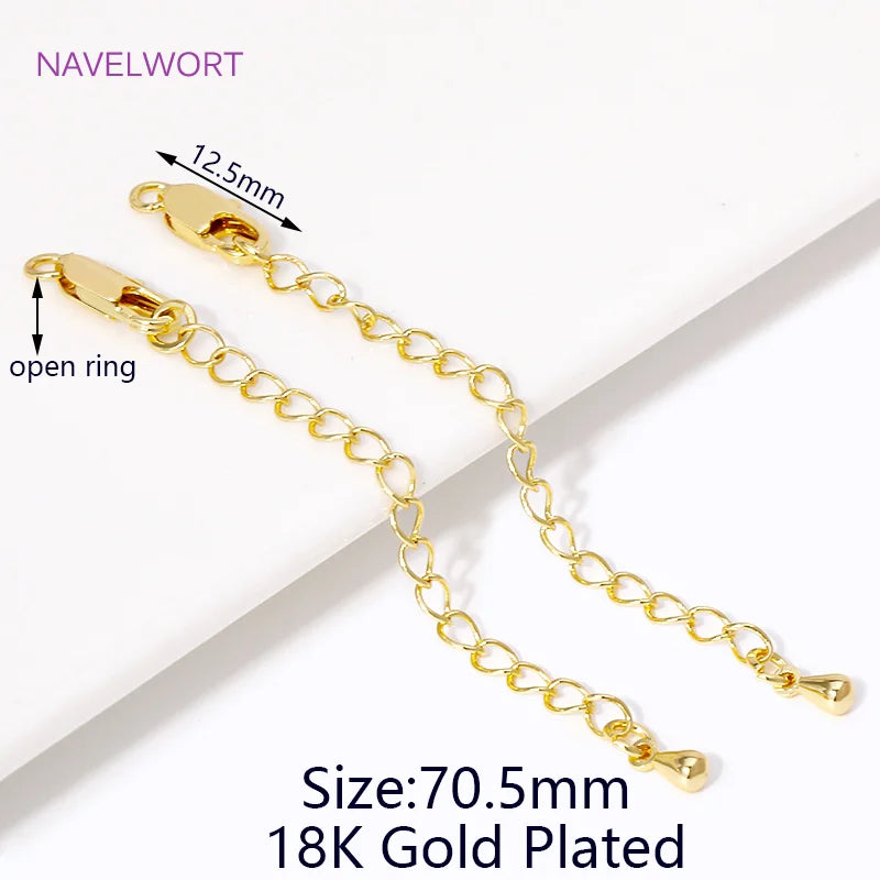 1/3/5Pcs/lot, 18K Gold Plated Round Extension Chain For Jewelry Making, Brass Extended Tail Chain, DIY Necklace Accessories