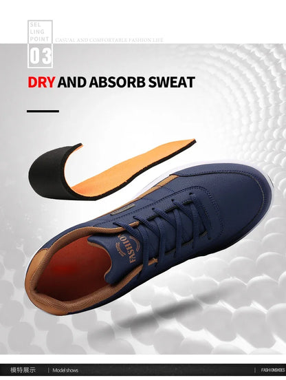 Men Leather Sneaker, Waterproof Casual Comfortable Men's Sneaker, Lace Up Footwear, Vulcanized Man Shoe Masculino, MAEDEF