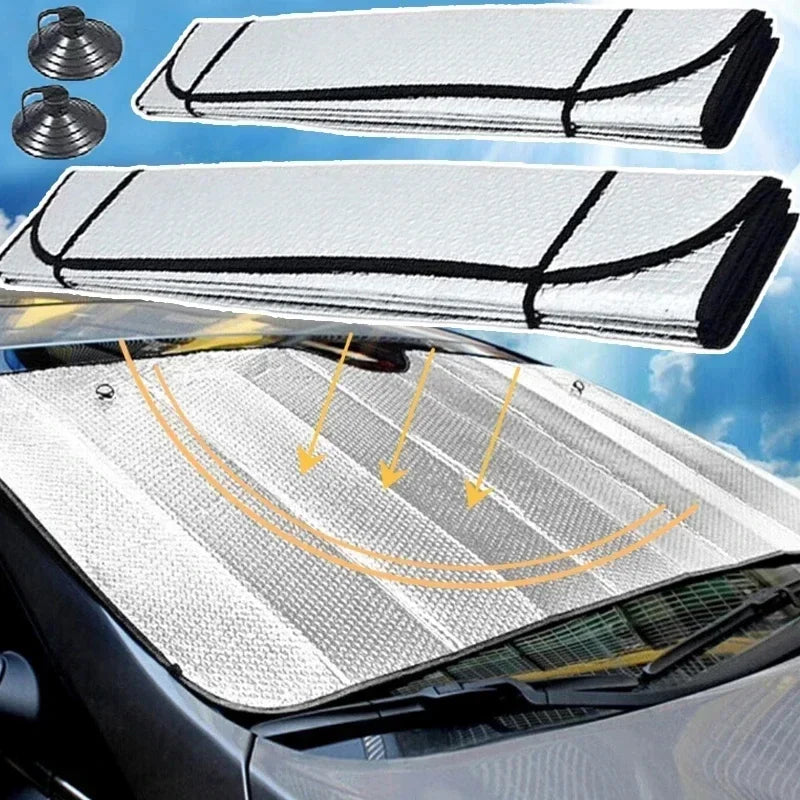 Universal Windshield Sunshade, Foldable Car Front Window Sunshade, Snow Ice Protection Cover, Winter Summer Windshield Shield