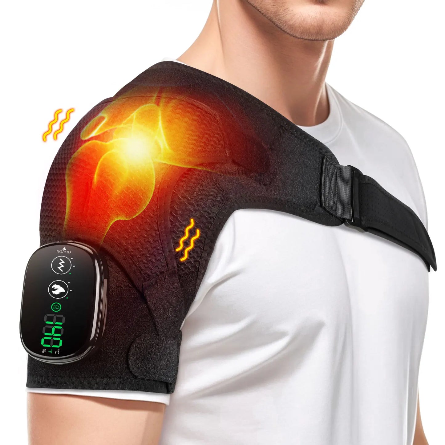 Electric Heating Shoulder Massage Belt Back Shoulder Brace Shoulder Support Adjustable LED Hot Compress Heating Shoulder Shawl