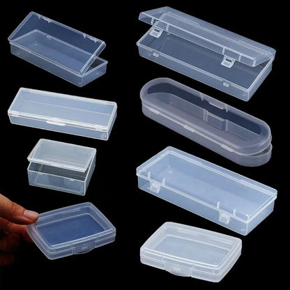 Various Shapes Plastic Transparent Storage Box, Small Items Sundries Organizer Case, Jewelry Earrings Rings Beads Container Tools