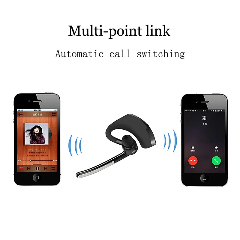 New V8 Wireless Bluetooth Single Earphone With HD Mic Stereo Headset, Handsfree Call Business Headphone For Sports Driving Travel