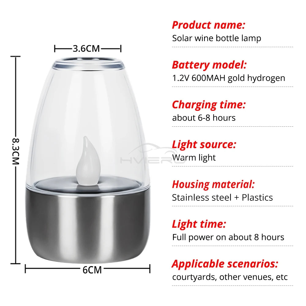 Solar Light LED Stainless Steel Candle, Outdoor Courtyard Decorative Atmosphere Night Lights Halloween Candlelight, Dinner Lamping