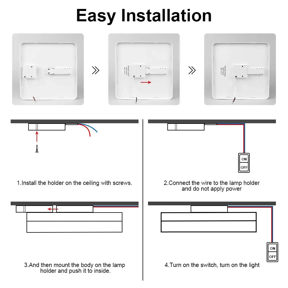 LED Ceiling Lamp 18-48W Flush Mount Fixture 3000K-6000K Daylight Modern Home Lighting for Bedroom Living Room Kitchen Hallway