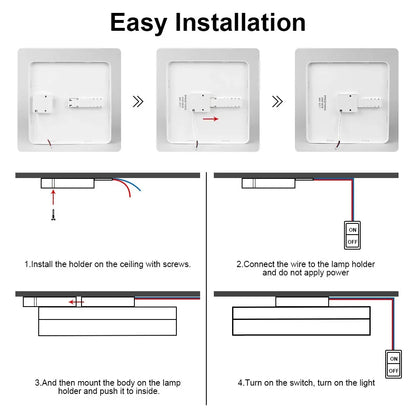 LED Ceiling Lamp 18-48W Flush Mount Fixture 3000K-6000K Daylight Modern Home Lighting for Bedroom Living Room Kitchen Hallway