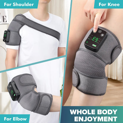 3-in-1 Heated Vibration Massager for Knee, Shoulder, and Elbow - 3 Heat Levels, 3 Vibration Modes, Non-Slip Wrap Design