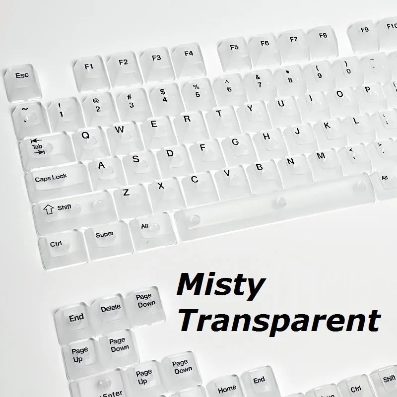 Full Sets Transparent Keycaps for Mechanical Keyboard Front/Side/None Print RGB Backlit Full/Misty Transparent Keycap 130+ Key