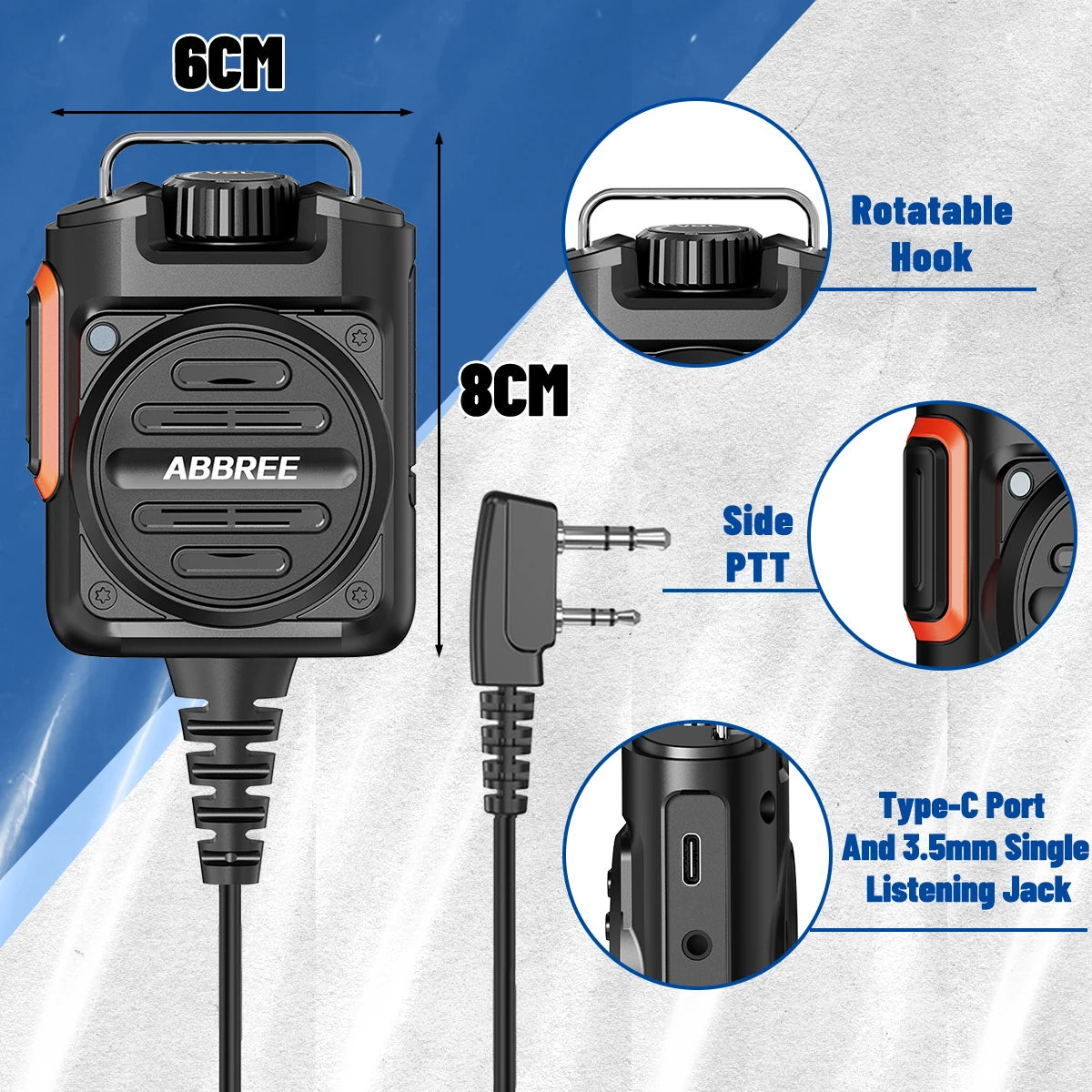 BaoFeng Walkie Talkie BF-780 2 Pin PTT Speaker Mic for Quansheng UV-K5 K6 Baofeng UV-5R BF-888S UV-5RH 21 17 PRO HAM Radio