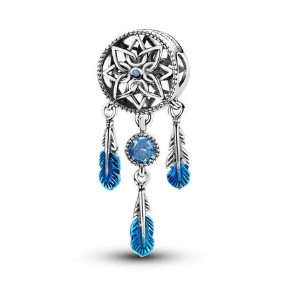 New 925 Sterling Silver Blue series moon Plane Space Beads Astronaut Charm Pendant Fit Original Bracelet Necklace DIY Gift Women