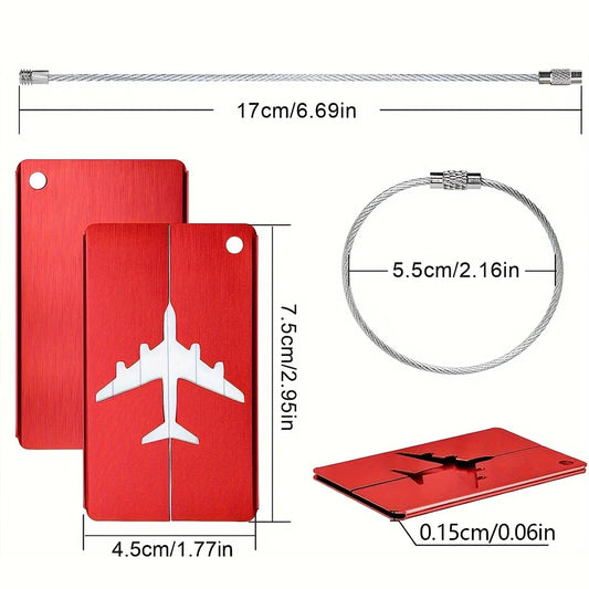 Aluminum Alloy Travel Luggage Tag Hanging Tag Suitcase Tag Plane With Name ID Cards Anti-lost Solid Color Travel Accessories