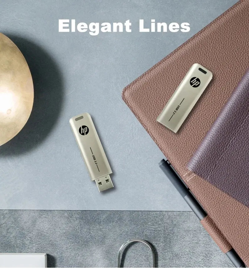HP USB Flash Drive, 3.2 32GB 64GB, High Speed Sticks, External Storage, Metal Pen Drive, Creative Personality Car Music