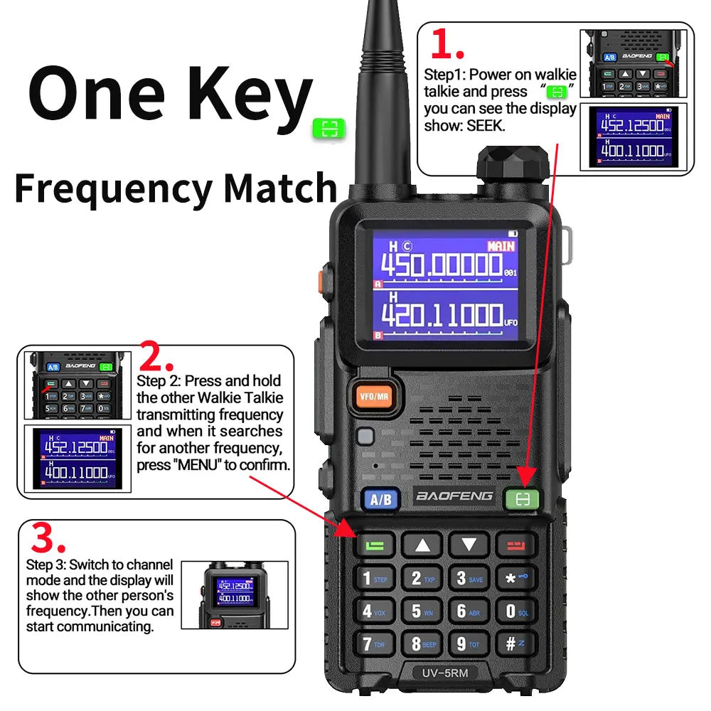 Baofeng UV-5RM Walkie Talkie Long Range Wireless Copy Frequency Two Way Radio Type-C Charger Upgraded UV 5R Full Band Transceiver