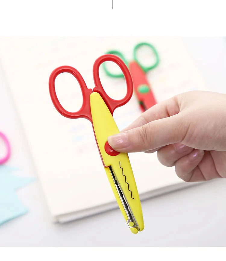 Mr.paper 6 Styles Minimalistic Lace Scissors Wavy Pattern Small Round Head Children Special Student Art Tool Stationery Scissor