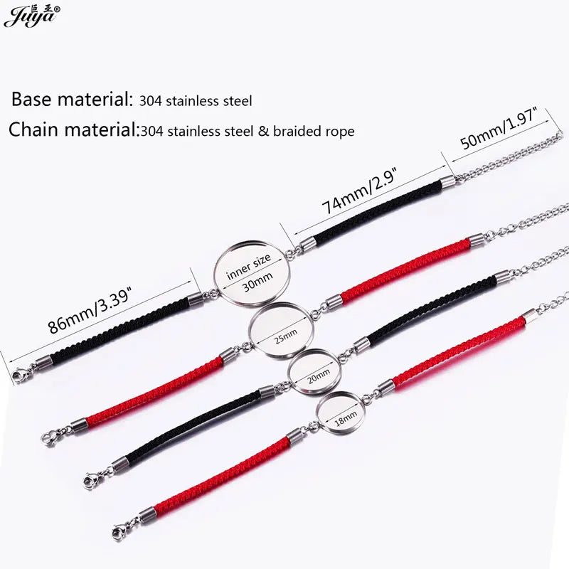 4Pcs/lot, Stainless Steel Cabochon Bracelet Base, 20mm Cameo Settings Bracelets, Bezel Blanks, DIY Jewelry Making Bracelet Findings