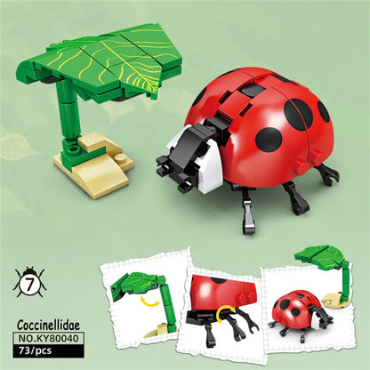 Ladybug Insects Building Blocks Toys Set - Long-Lasting Play for Kids, Great Collectible Models Dragonfly Mantis Housefly & More