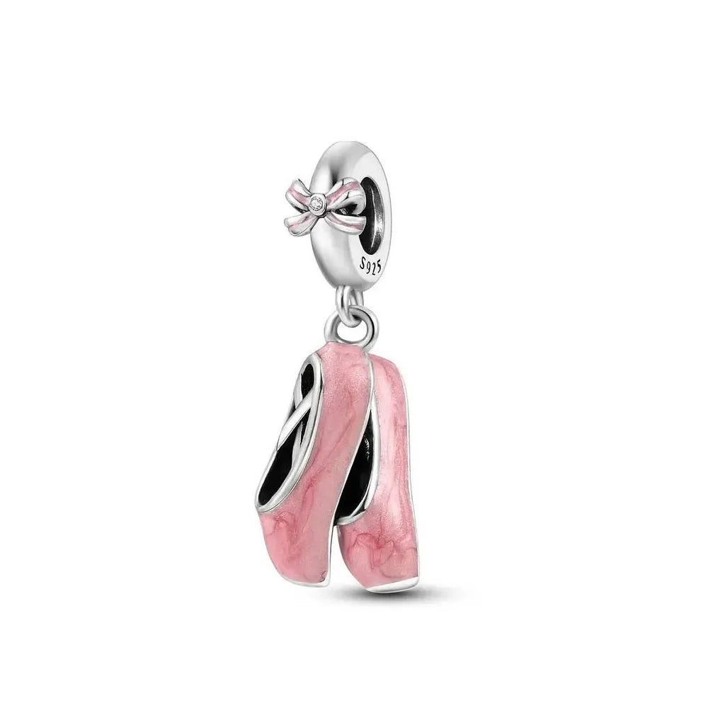 Pink Bead Bag Perfume Lipstick high heels Pendant fit Original Bracelet Accessories DIY Jewelry Women 925Silver Gift Trunk Charm
