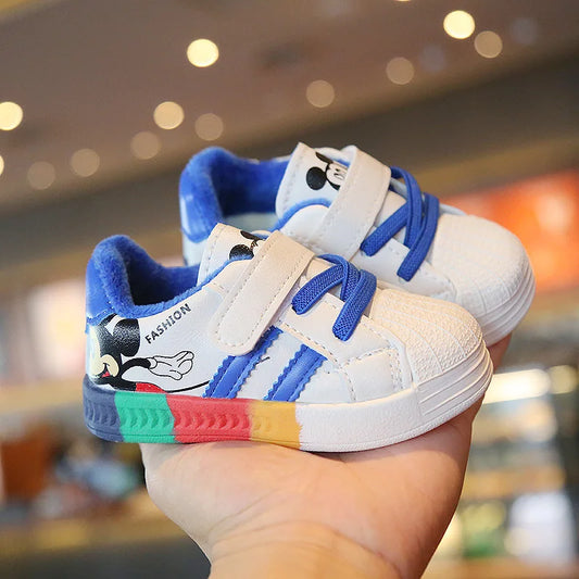 Mickey Minnie Children Casual Shoes Girls Boys Sneakers Kids Breathable Soft Sport Shoe Baby Toddler Outdoor Sneaker Spring