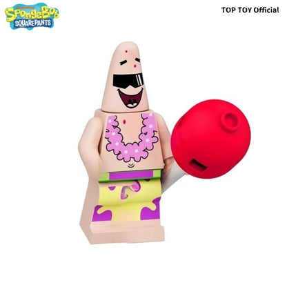 SpongeBob SquarePants Big Star Krabby Patty Burger King Anime People Cartoon Anime Small Particle People Assembly Toy Model Gift