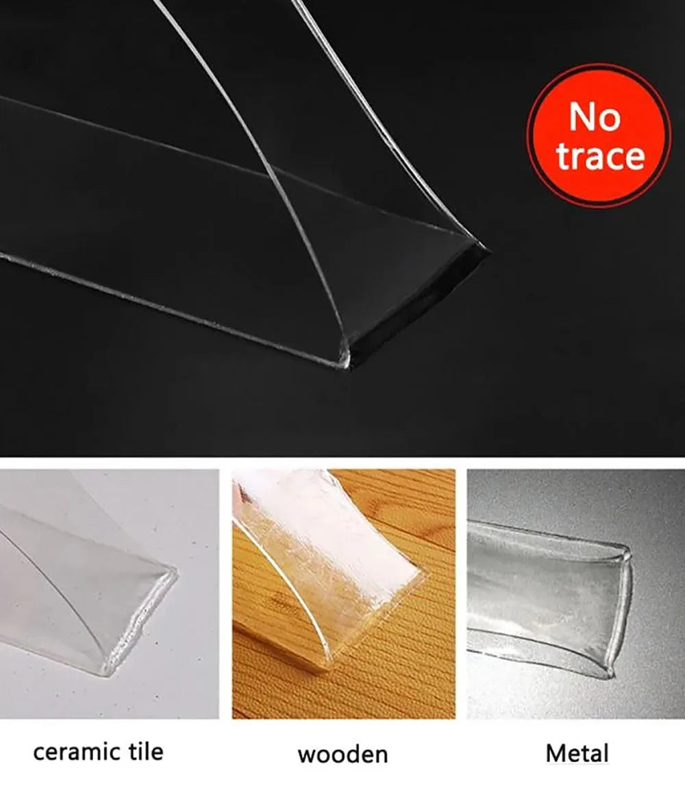 Cinta Adhesiva de Doble Cara Ultrafuerte de 1/3/5m Cinta Versátil Reutilizable Impermeable sin Rastro Cinta Nano de Doble Cara Súper Potente