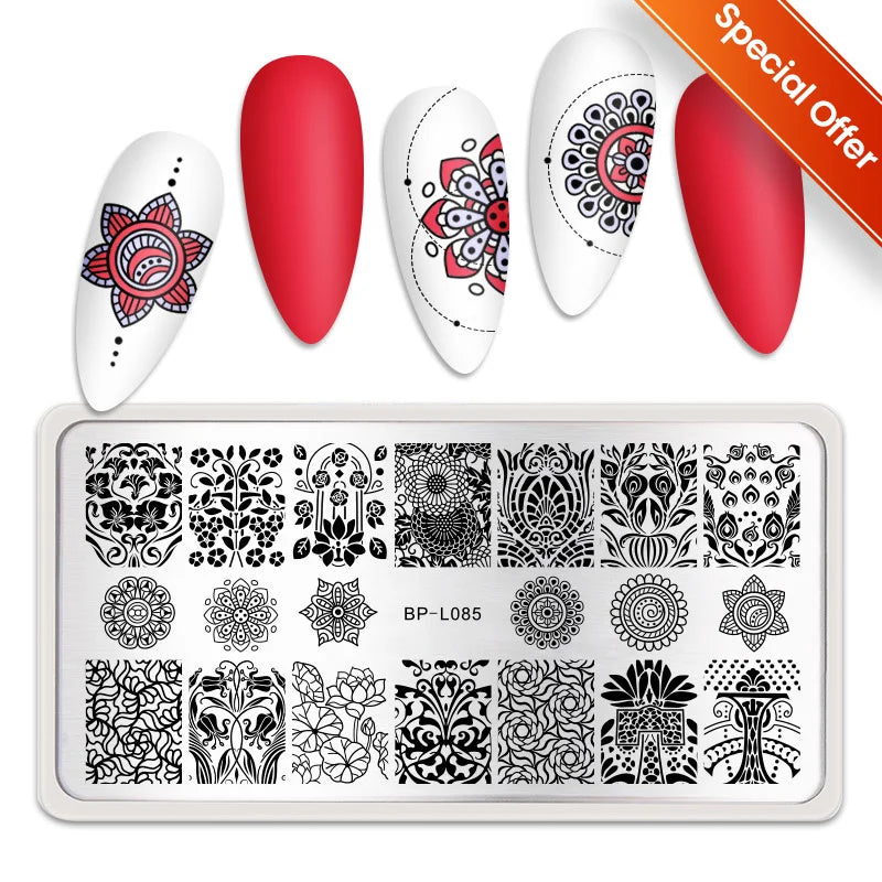 BORN PRETTY Stamping Plate Snowflake Winter Christmas Flower Snakes Design For Nail Polish Printing Template Tools Supplies