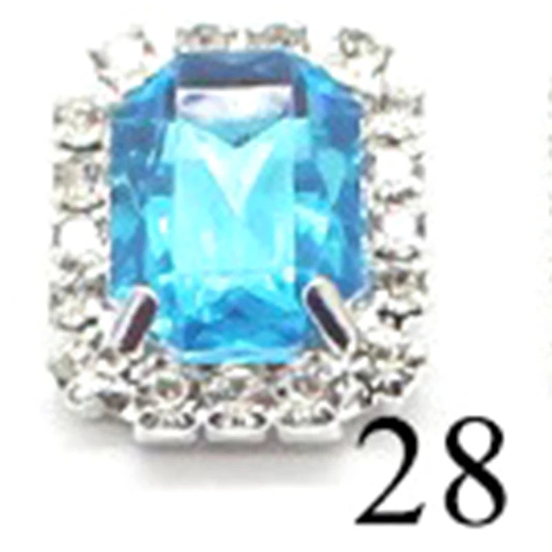 10Pcs, 15*20mm Metal Rectangle Rhinestone Sewing Accessories, DIY Clothing Hair Jewelry Decorative Accessories