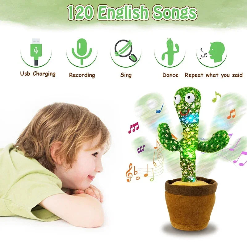 Dancing Cactus Song Speaker Talking Usb Battery Voice Repeat Plush Cactu Dancer Toy Talk Plushie Stuffed Toys For Kids Gift