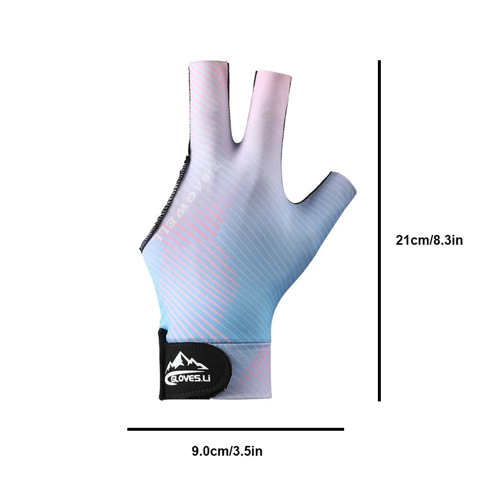 1pc Left Hand Billiards Glove Three Finger Snooker Billiard Glove Non Slip Stickers Elasticity Billiard Training Gloves