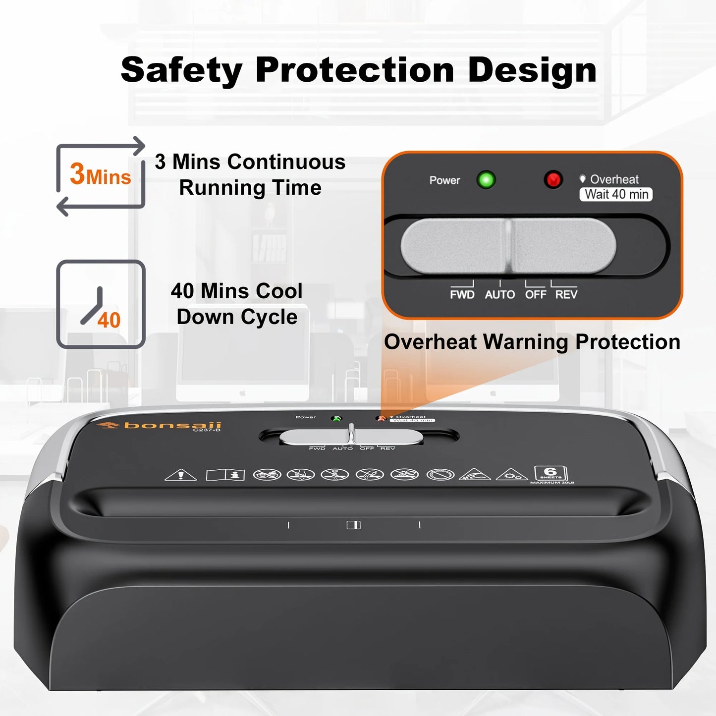 6-Sheet Cross-Cut Paper Shredder with 3.4-Gallon Wastebasket for Home Office, Shreds Credit Cards, Paper, Mail, Staples and Clips, Documents Shredder