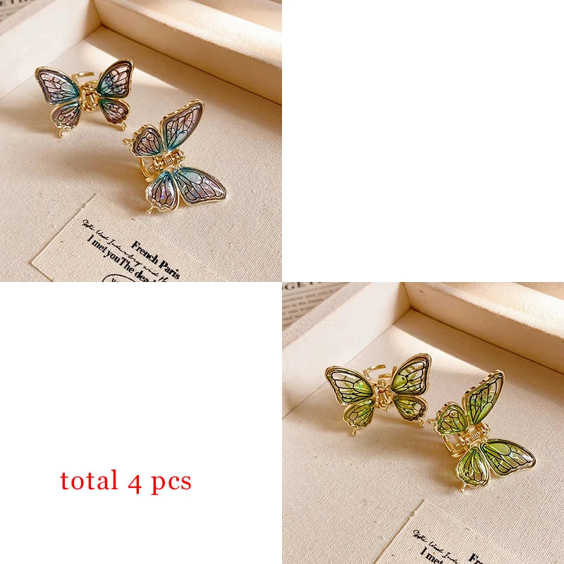 Mini Butterfly Hair Claws for Women Ladies Small Ponytail Braid Hair Claw Clips Girl Fashion Shark Clip Hair Accessories Sets