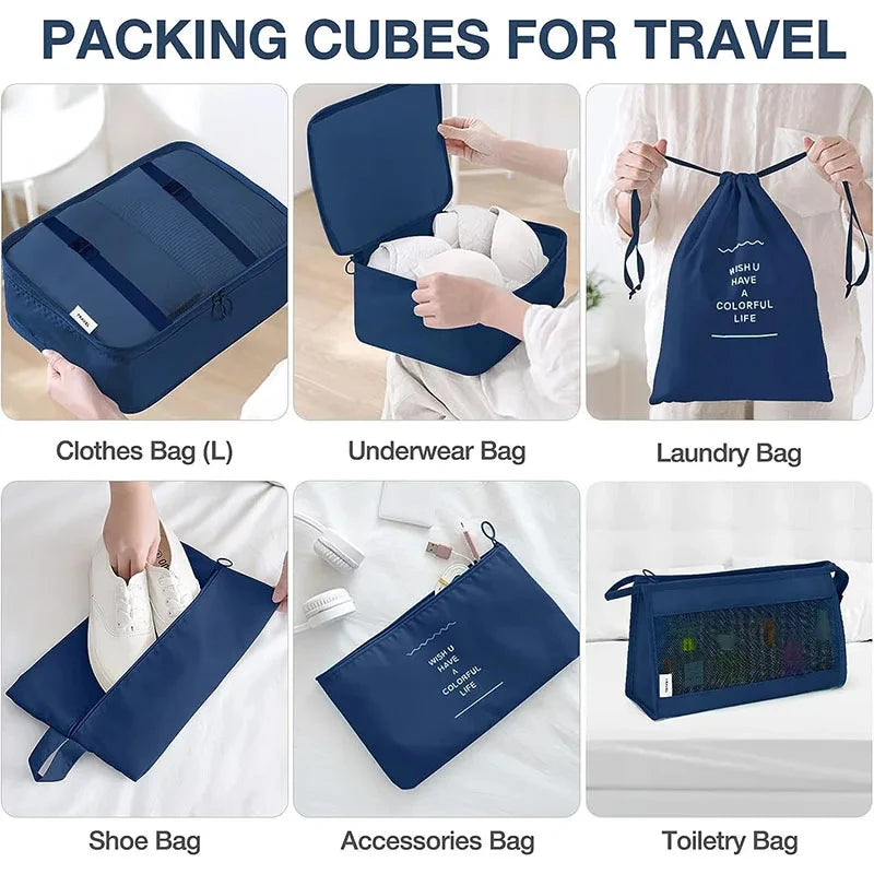 11 PCS/Set Travel Storage Bag Clothes Organizer Bags Luggage Suitcase Organizer Waterproof Wash Bag Clothes Storage Ziplock Bag