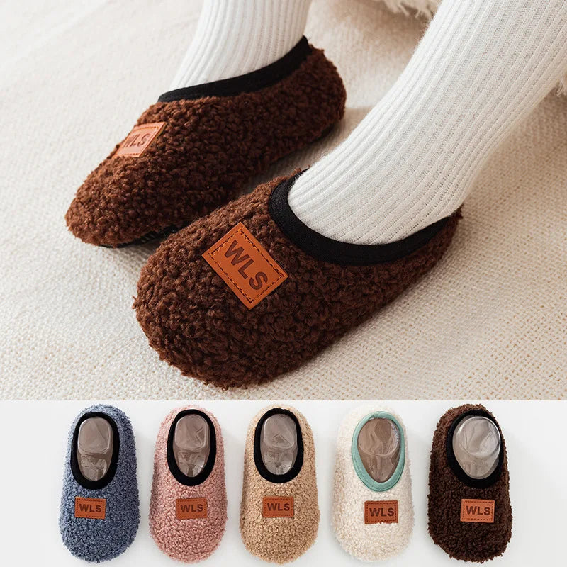Autumn Winter Warm Baby Slippers, Toddler Plush Floor Sock Shoes, Boys Girls Soft Anti-slip Walking Shoes, Indoor Home Kids Socks
