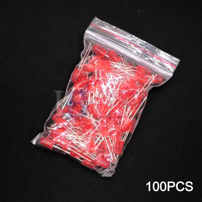 100PCS/LOT, 5mm LED Diode, F5 Assorted Kit, White Green Red Blue Yellow Orange Pink Purple Warm White DIY Light Emitting Diodes, IBUW
