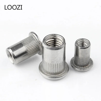 M3 M4 M5 M6 M8 M10 304 Stainless Steel Rivnut Flat Head Threaded Nut Vertical Stripe Rivets Insert Nutsert Cap Rivet Nuts