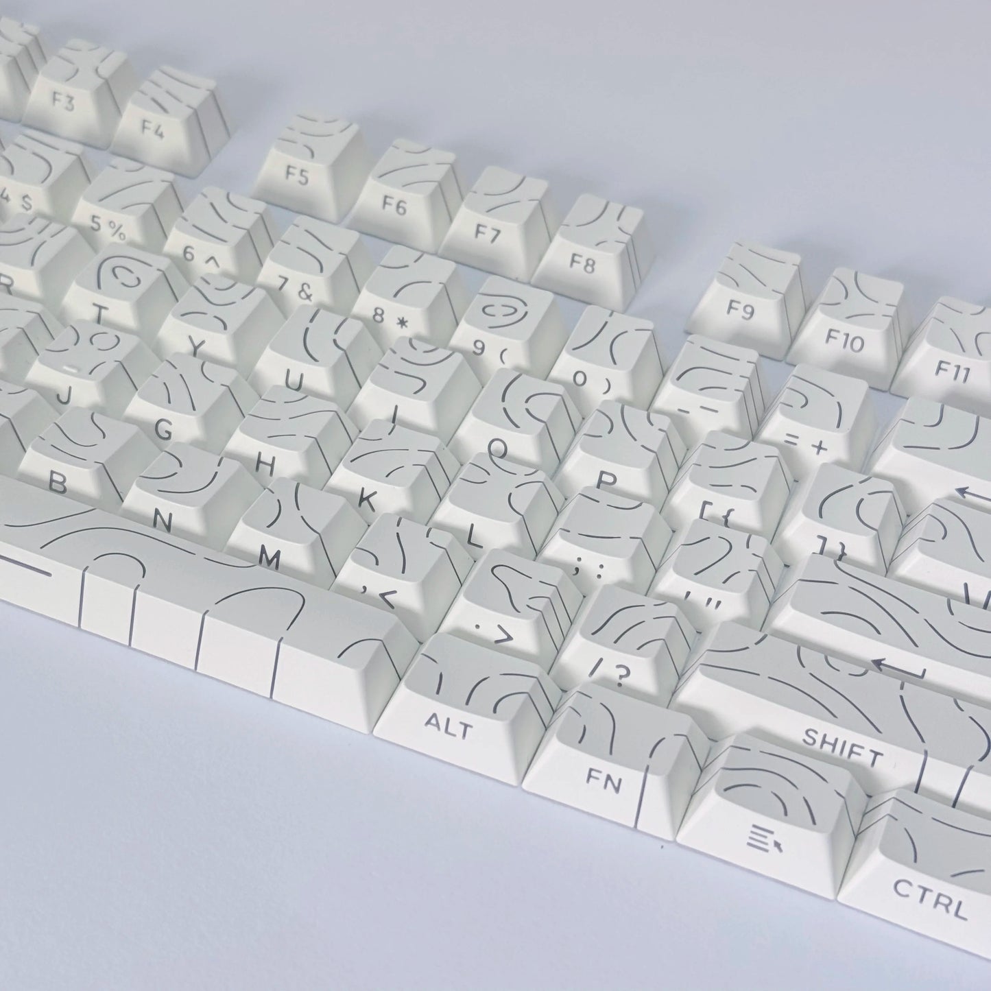 Contour Lines Translucent Keycaps Side Engraving Cherry Profile Black White Key Cap 60 70 80 90 100 Layout Mechanical Keyboard