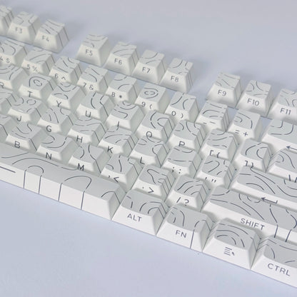 Contour Lines Translucent Keycaps Side Engraving Cherry Profile Black White Key Cap 60 70 80 90 100 Layout Mechanical Keyboard