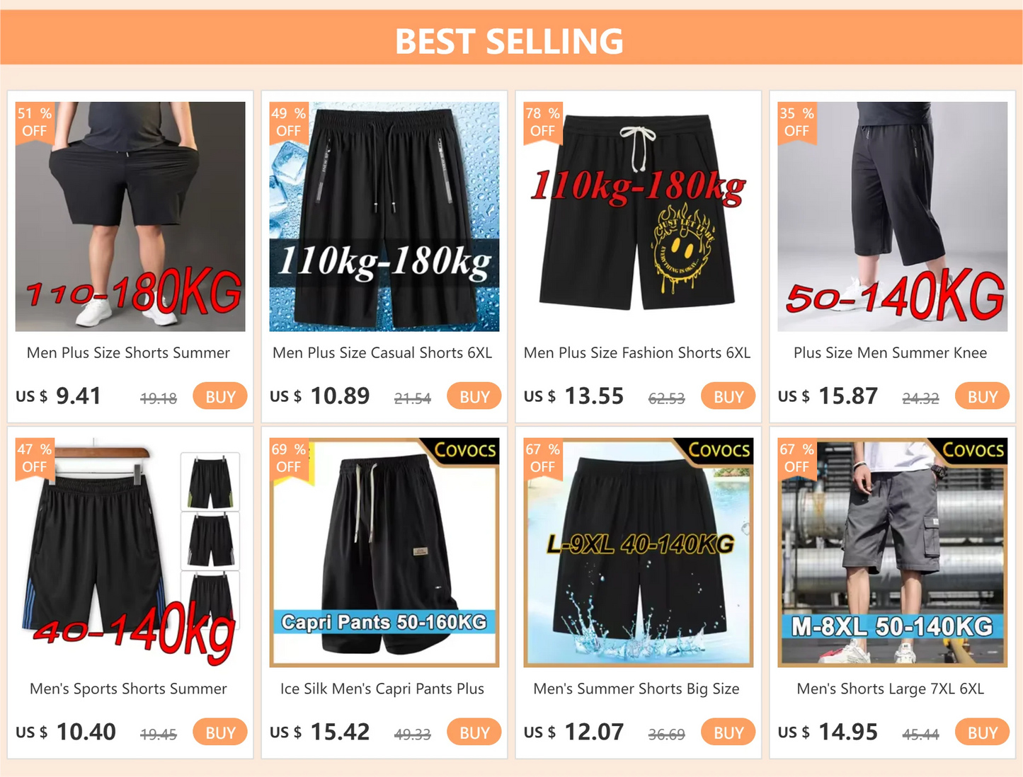Men Plus Size Shorts, Summer Pants, Work Trousers, Men Quick-drying Loose Fit Sports Fitness Sweatpants