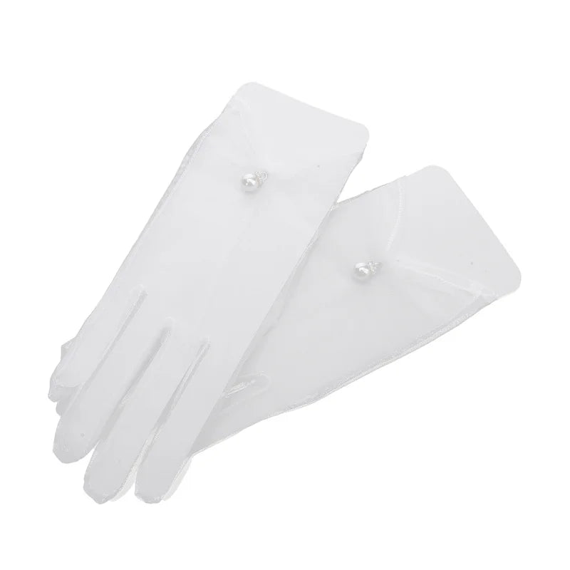 Sexy Transparent Black White Mesh Tulle Glove, Spring Summer Thin Short Glove, Party Dancing Dress Wedding Glove, Lolita New