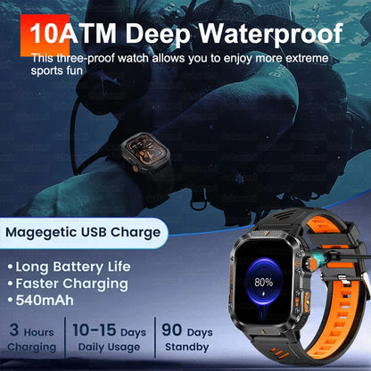 2025New GPS Smart Watch For Xiaomi IOS Military Compass Flashlight Smartwatch Men 10ATM Waterproof 100+Sport Modes BT Call Watch