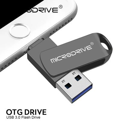 OTG Flash Drive USB 3.0 for iPhone with 2-in-1 USB-to-Lightning & USB 3.0 Pendrive for iPhone 6/7/8/11/12/13/14 / for iPad