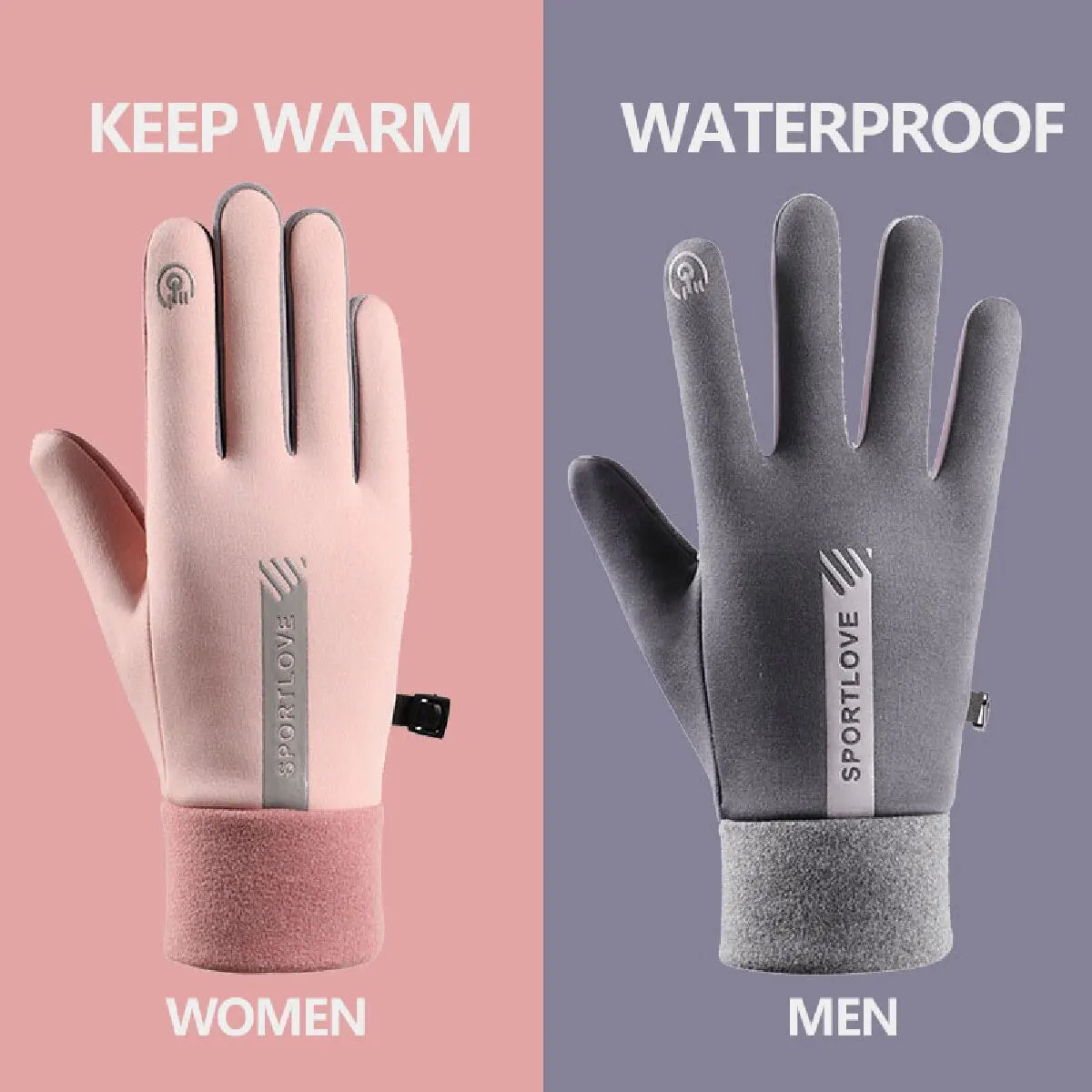 Women's Winter Cycling Bike Gloves, Thermal Fleece, Cold Resistant, Windproof, Warm, for Outdoor Running and Skiing