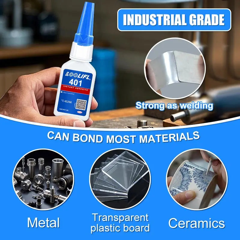 strong transparent 401 adhesive, rubber repair, multifunctional adhesive for metal plastic parts. Excellent bonding tool, 20ml