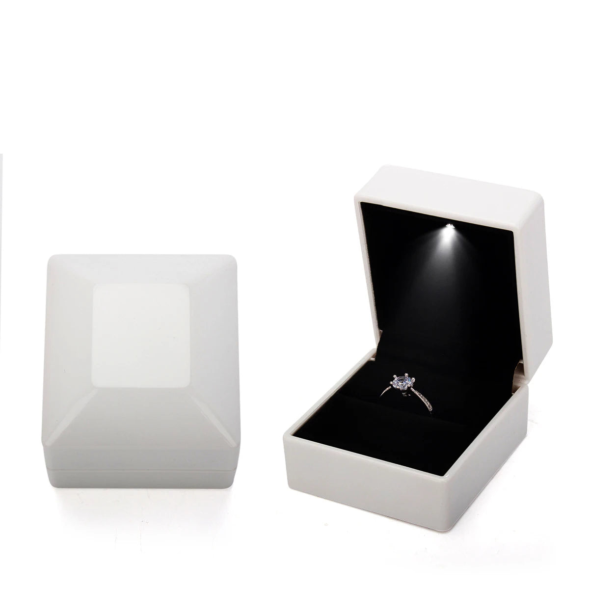 LED Jewelry Ring Box with Light Luxury Crown Earrings Pendant Storage Display Proposal Wedding Gift Box Jewelry Organizer Box