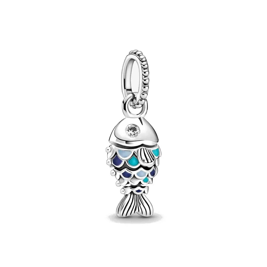 925 Plata Tortuga marina cangrejo Pulpo Dijes Delfín estrella de mar Colgante Ajuste Pulsera Original Mujer DIY Accesorios Joyería Regalo