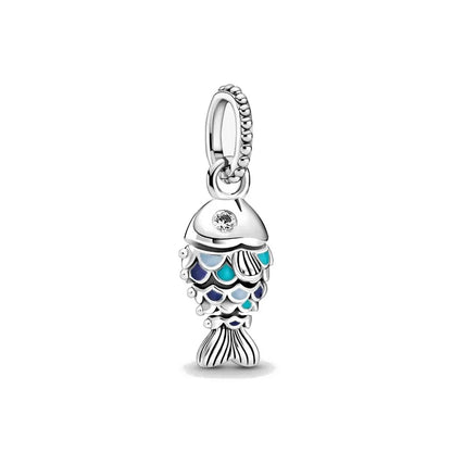925 Plata Tortuga marina cangrejo Pulpo Dijes Delfín estrella de mar Colgante Ajuste Pulsera Original Mujer DIY Accesorios Joyería Regalo