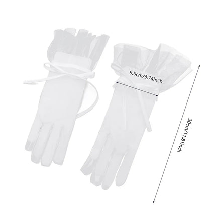 Sexy Transparent Black White Mesh Tulle Glove, Spring Summer Thin Short Glove, Party Dancing Dress Wedding Glove, Lolita New