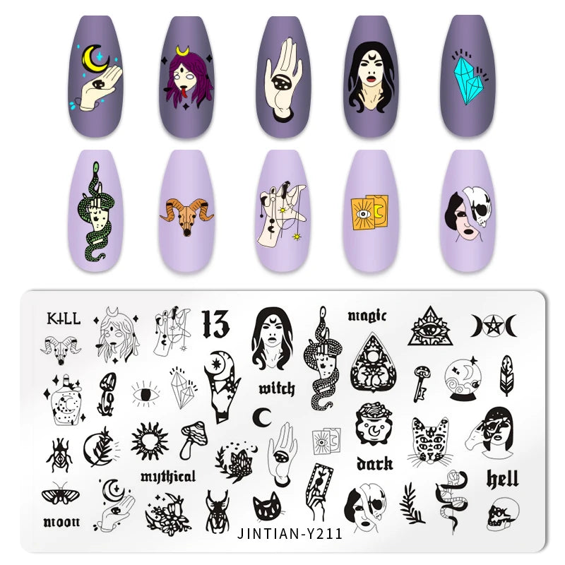 RJ Halloween Nail Stamping Plates, Beautiful zombie Festival Pattern Nail Art Image Plates, Stainless Steel Nail Art Plate Stencil