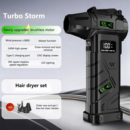 New Powerful Turbo Air Blower 380g Wind Pressure 240W High Power Turbo Fan Portable Vacuum Cleaner Brushless Motor Air Duster