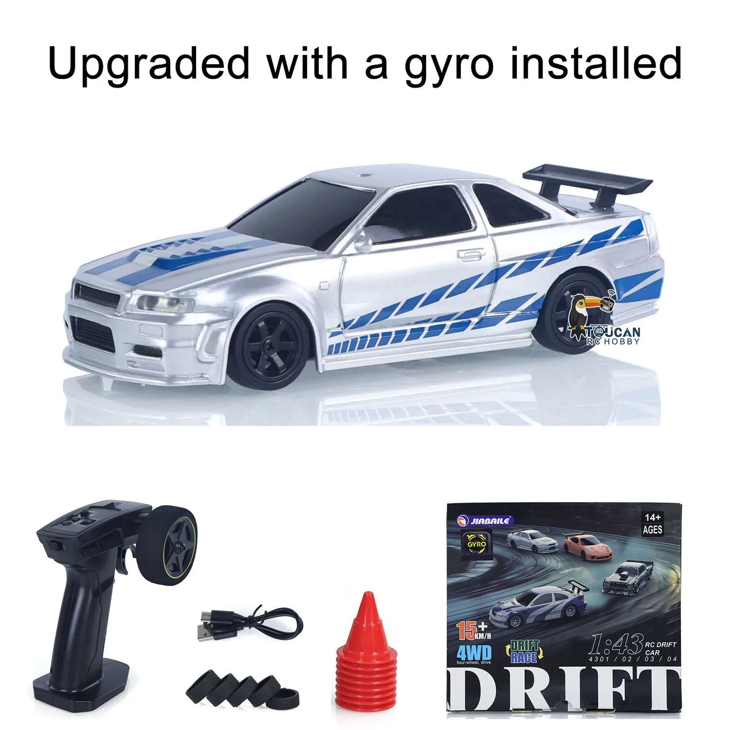 New RC Drift Car, Upgraded Gyro 1/43 Racing RTR 4WD Four-wheel Drive High Speed Radio Control Model 2.4g, Drift Race Car Mini Gift