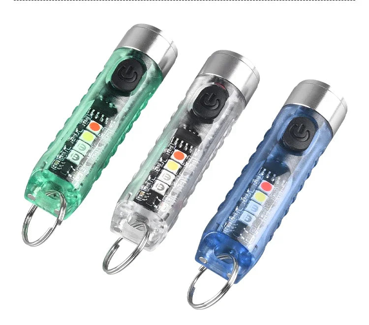 Multi-function Mini EDC LED Flashlight Portable Keychain Light MagneticTorch USB Rechargeable UV Lamp Emergency Camping Lantern