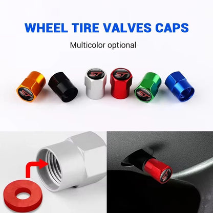 4Pcs/set High Quality Car Valve Caps Stem Case Covers For ST Line Accessories Wheel Valve Dust Caps Tyre Rim Stem Cover For Ford